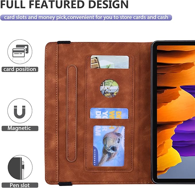 Dteck Case for Samsung Galaxy Tab S9 FE+ Plus 5G Tablet Case 12.4 2023 with Pencil HolderPU Leather Embossed Flower Cat Folio Multi-Angle Viewing Stand Shockproof Protective Tablet 12.4 CoverBlue