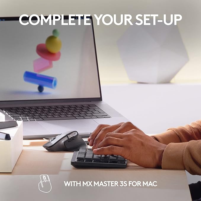 Logitech MX Mechanical Mini for Mac Wireless Illuminated Keyboard, Low-Profile Performance Switches, Tactile Quiet Keys, Backlit, Bluetooth, USB-C, Apple, iPad - Space Grey