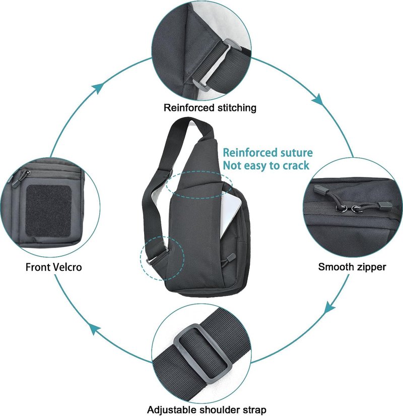 YUNCAIMAOYI Concealed Carry Bag for Men - Ccw Sling Bag - Tactical Crossbody Bag (Black)
