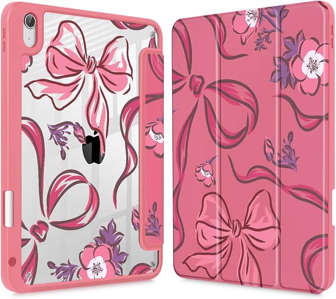 Mektron Case for 2026 iPad Air 11 inch M4 8th (M3 2025 7th /M2 2024 6th) Compatible with iPad Air 10.9 (2022 5th Gen /2020 4th Gen) Shockproof Clear Shell Blue Bows &amp Flowers
