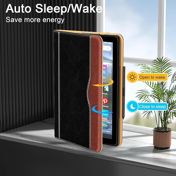 ZoneFoker for 10 Tablet Case (13th/11th Generation 2023/2021 Released) PU Leather Folio Cover with Multi-Angle Stand/Pen Holder Auto Wake/Sleep for 10/10 Plus Black+Black