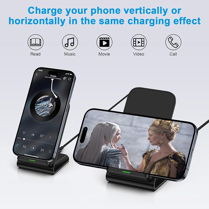 Wireless Charger Samsung Fast Charging Stand for Samsung Galaxy S26 Ultra S26+ S26 S25 S24 S23 S22 S21 S20 Ultra FE 15W Android Phone Wireless Charger Stand for Pixel 10a 10 9 Pro XL Fold 8a 7 Pro