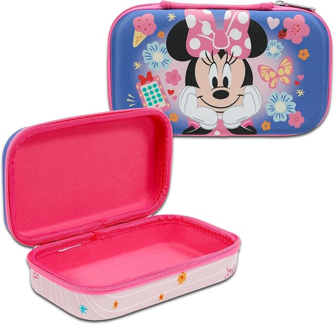 Disney Minnie Mouse Pencil Case for Girls - Stationery Storage Bag Bundle Molded Pencil Case, Stickers, Bookmark, More | Minnie School Supplies for Girls, Kids