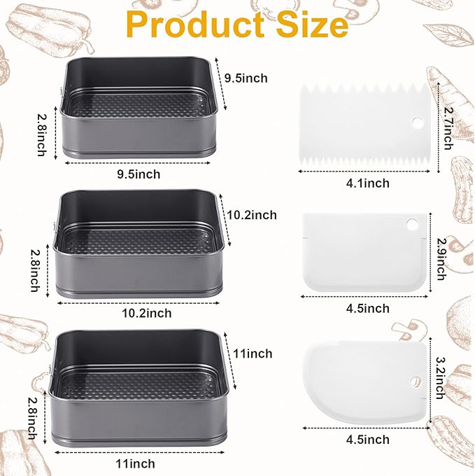 Rectangle Springform Pan Set with Removable Bottom Nonstick Cheesecake
