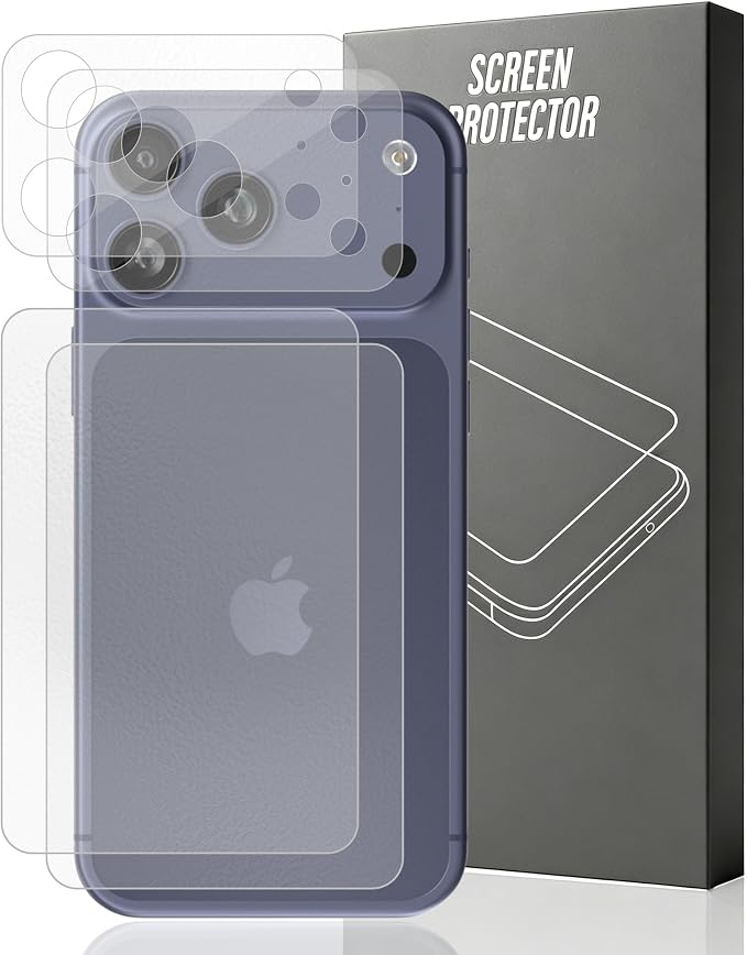for iPhone 17 Pro Max Back Screen Protector Flexible Film Not Glass with Camera Lens Protector 2+2 Pack Self-Healing Anti Scratch HD Clear Soft TPU Protective Hydrogel Film