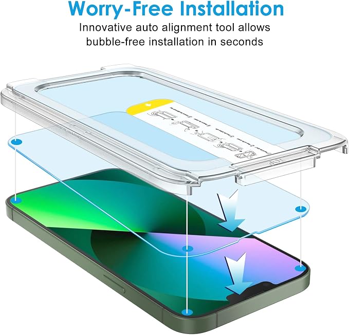 JETech One Touch Install Screen Protector for iPhone 11/XR 6.1-Inch Full Coverage Tempered Glass Film Auto Alignment Tool Kit HD Clear 2-Pack