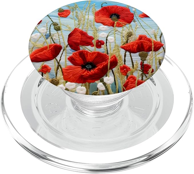 Beautiful Wildflowers in a Grainfield A Red Poppy Flower PopSockets PopGrip for MagSafe