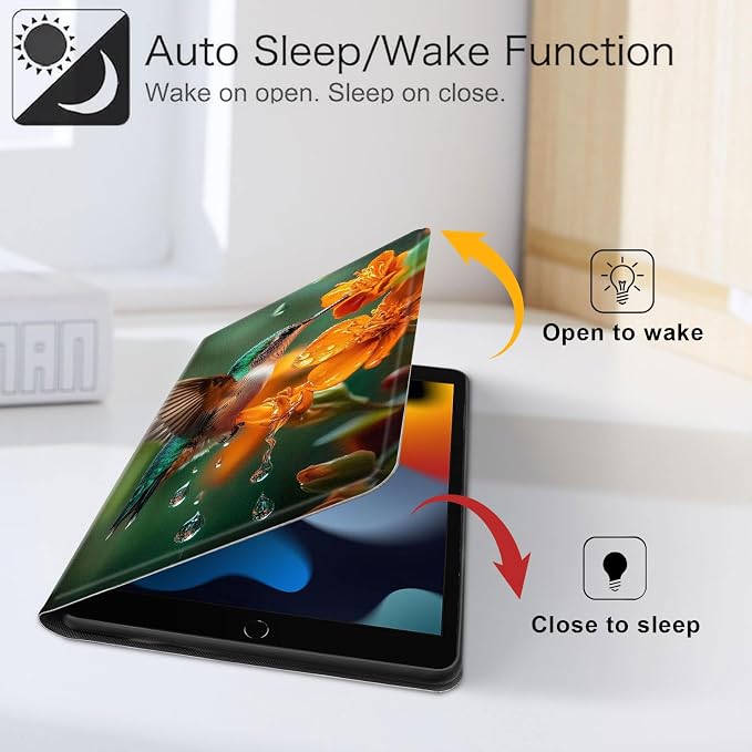 for iPad 11th Generation (A16 2025) 11 / iPad 10th Gen 10.9 2022 Case 360° Rotating PU Leather Stand Cover with Auto Sleep/Wake Shockproof TPU Backl Raccoon Perched