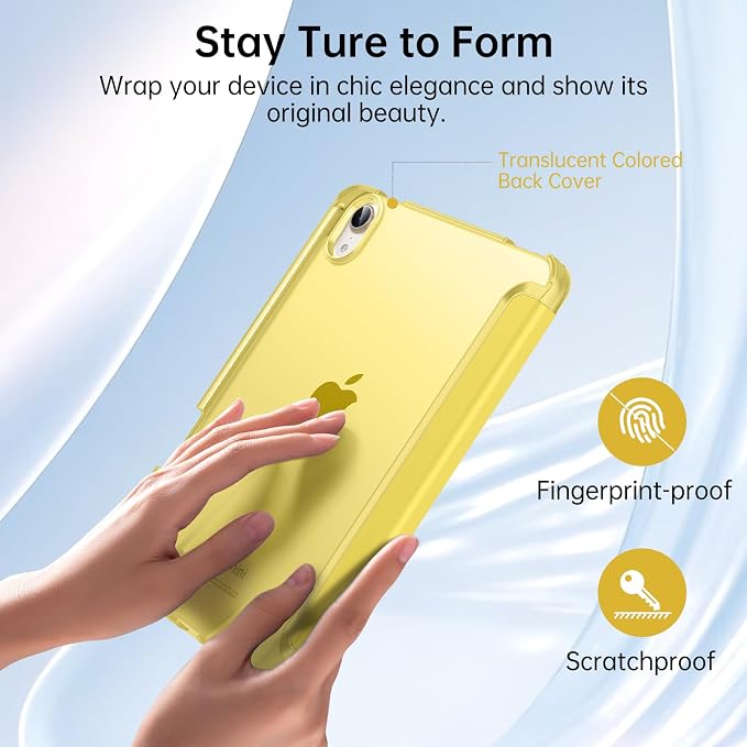 MoKo for iPad mini A17 Pro Case 8.3 Inch 2024 iPad mini 7th/6th Case 2021 | For iPad Mini Case with Pencil Holder Light Trifold Smart Protective Cover with Hard PC Translucent Back Shell Agave Gree