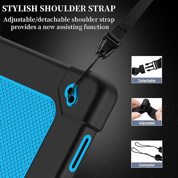 for Callsky-Tab Cpad 10 Tablet 10.1 inch Case with 2 Pcs Screen ProtectorHeavy Duty Shockproof Stand Shoulder Strap Case for Callsky-Tab Ctab 10/Callsky-Tab Cpad 10 Tablet (Black)