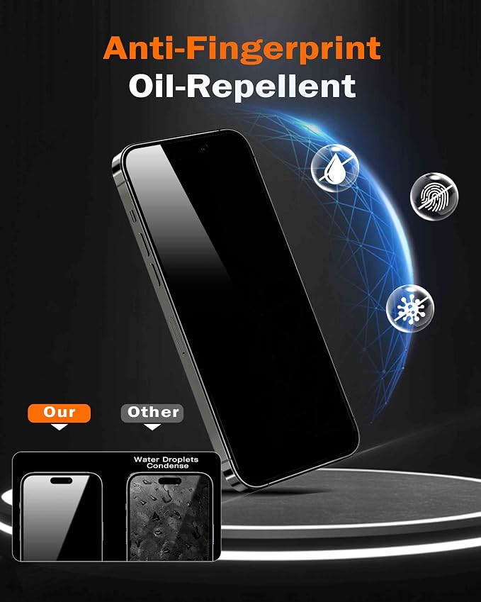 chubbycable 360 Privacy Screen Protector for iPhone 16 2 Pack | 4-way anti-spy tempered glass auto dust-elimination bubble free easy install box scratch resistant full coverage