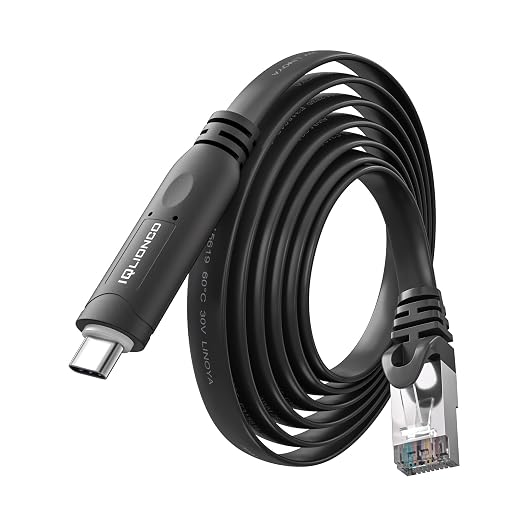 USB-C to RJ45 Console Cable Black - Cisco Certified FTDI Chip | Plug &amp Play for Routers/Switches (6ft) - NOT Ethernet!