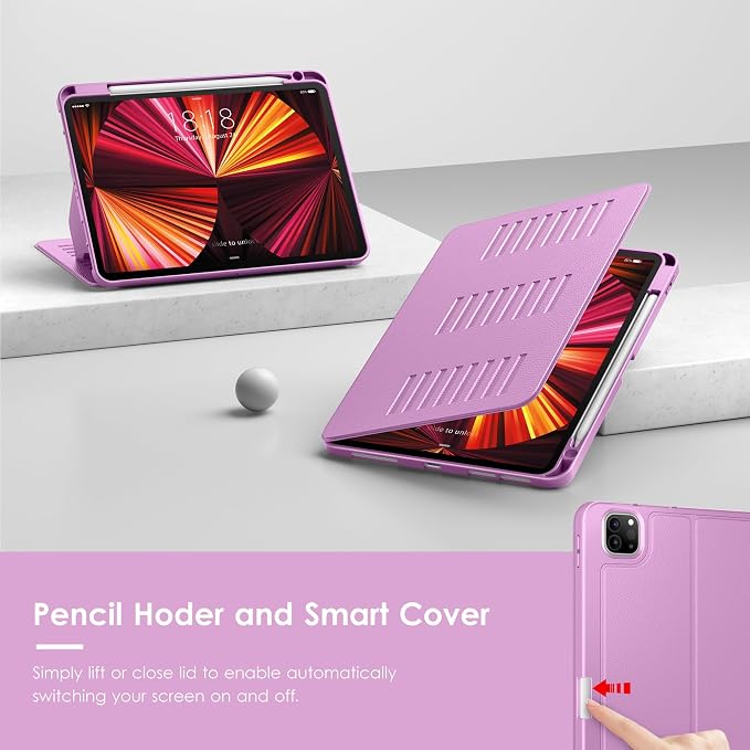 VIKESI Case for iPad Pro 11 inch (M5/M4) 2025/2024Multiple Angles Magnetic Stand CoverShockproof BackPencil Holderand Auto Sleep/WakeBlack