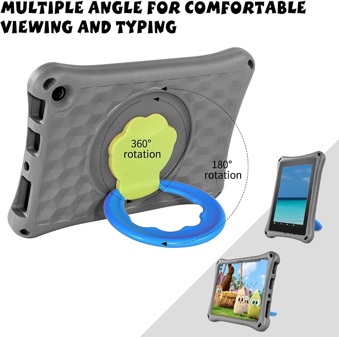 All-New Fire HD 10 Tablet Case for Kids(2023 Release)Incompatible with iPad SamsungLight Weight Shock Proof Handle Friendly 360 Rotating Grip Stand Kid-Proof Case (Green)