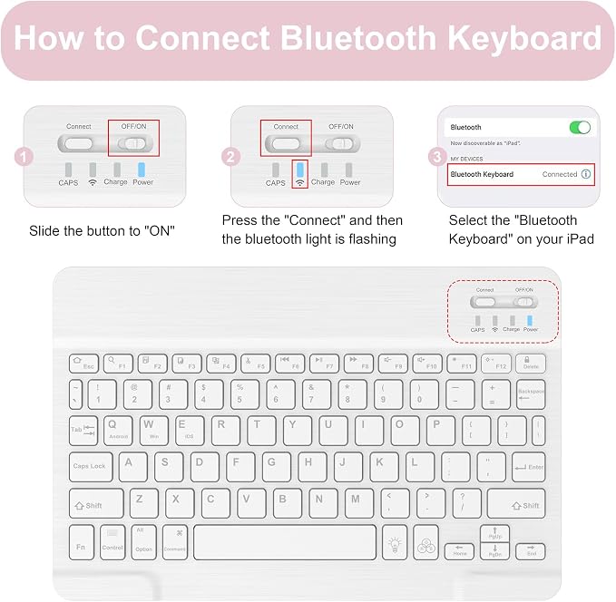 Soke for iPad (A16) 11th/10th Gen Case with Keyboard Black Marble | For iPad 11/10.9 inch(2025/2022) 7 Color Backlight Magnetic wireless Detachable Keyboard Case Built-in Pencil Holder