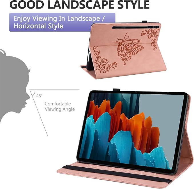 Dteck Wallet Case for Galaxy Tab S10+/S9+/S7 FE/S8+/S7 Plus 12.4 Tablet Premium PU Leather Folding Stand Auto Wake/Sleep Pen Holder Case with Hummingbirds