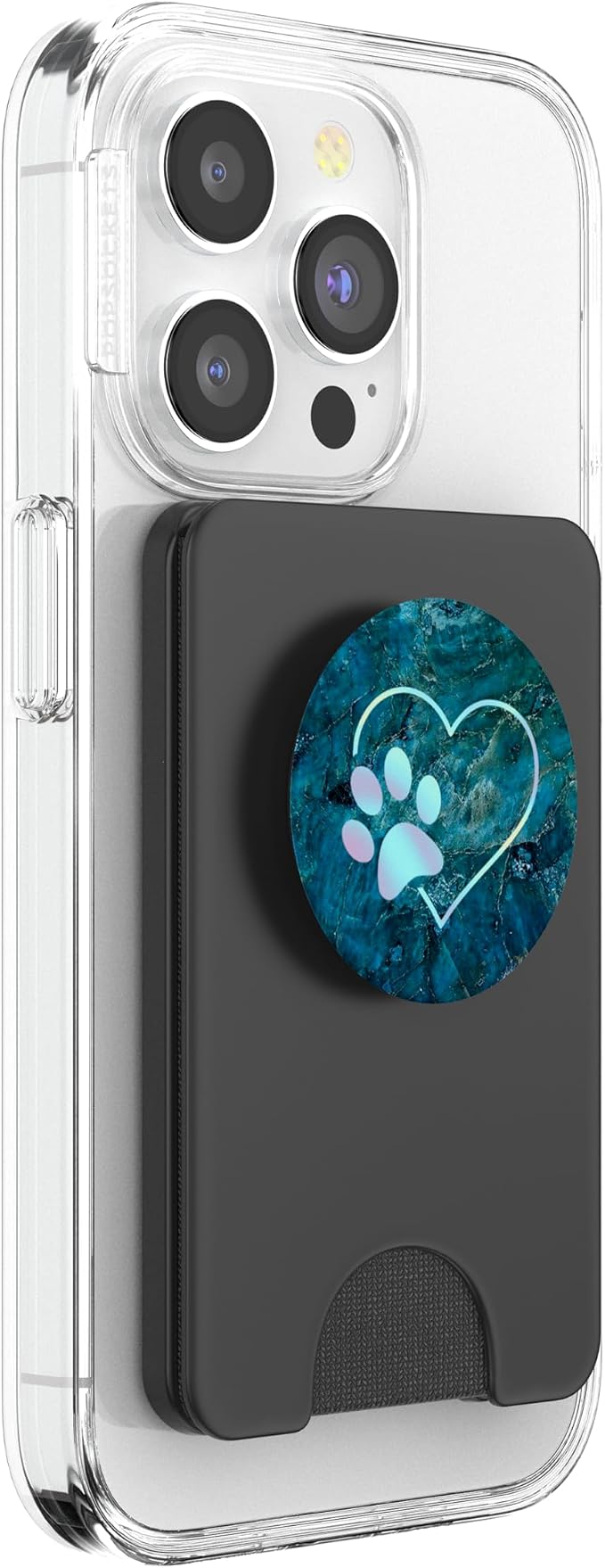 Rainbow Paw Print Heart Dog Cat Blue PopSockets Adhesive PopGrip