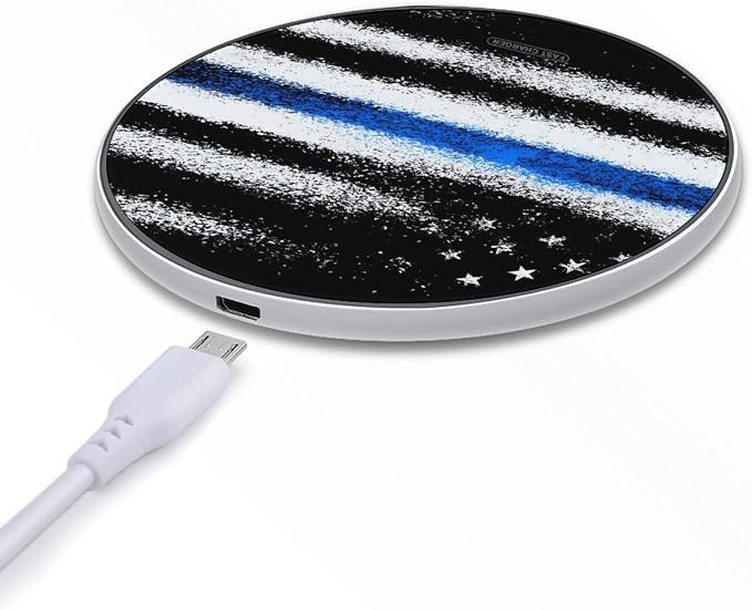 USA Blue-Thin-Lines Flag Wireless Charger Portable Charging Pad | LightweightAll Smartphone