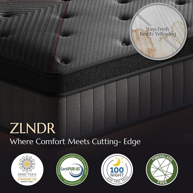 Aura Queen Mattress - 12 Inch Hybrid Mattresses Queen Size in a Box - Medium Firm Colchones Queen Cooling Gel Memory Foam & Pocket Coils for Pressure Relief - Motion Isolation - Black