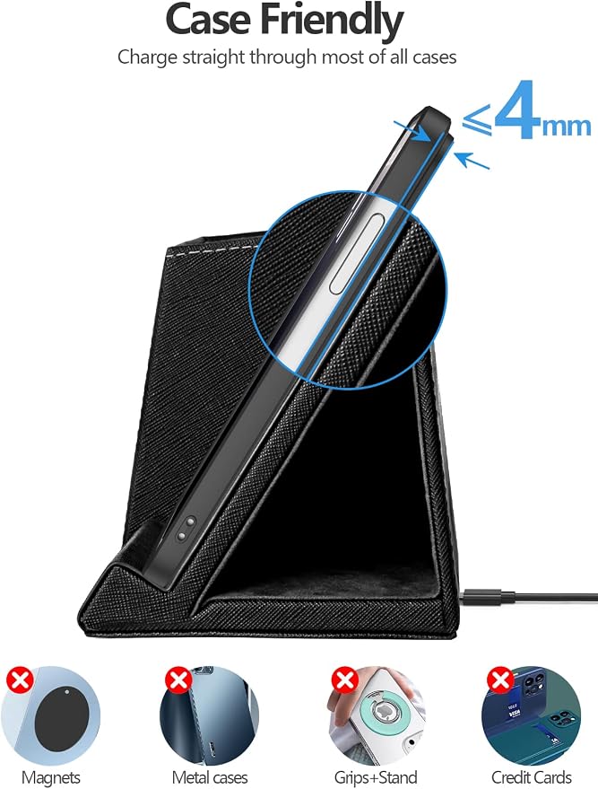Bamboo Pen Holder for Desk &amp Nightstand Organizer with Fast Wireless Charging for iPhone Samsung &amp More – Office Desk Accessories for Men/Women (Bamboo)