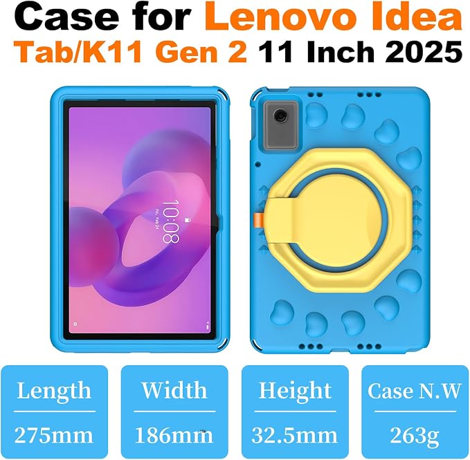 for Lenovo Idea Tab Plus Case 12.1 2025 with 360° Rotating Stand Handle and Pencil Holder New EVA Shockproof Cover for Kids Adults Home School Office Outdoor Black