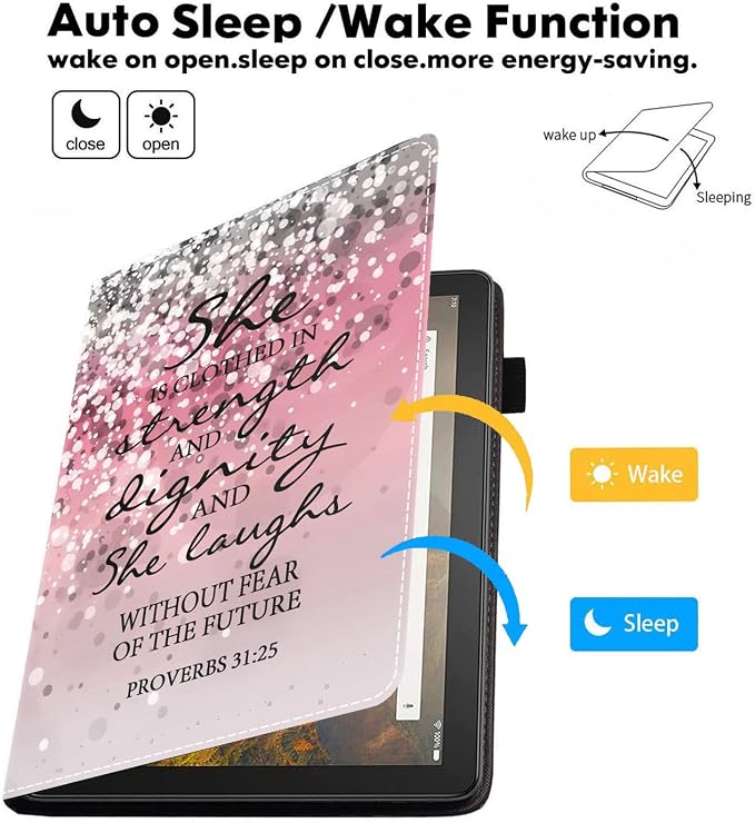Case for All-New Fire HD 10/Fire HD 10 Plus Tablet 10.1 (11th Gen 2021 Released) - Premium PU Leather Stand Cover with Auto Wake/Sleep - Bible Verse Proverbs 31:25