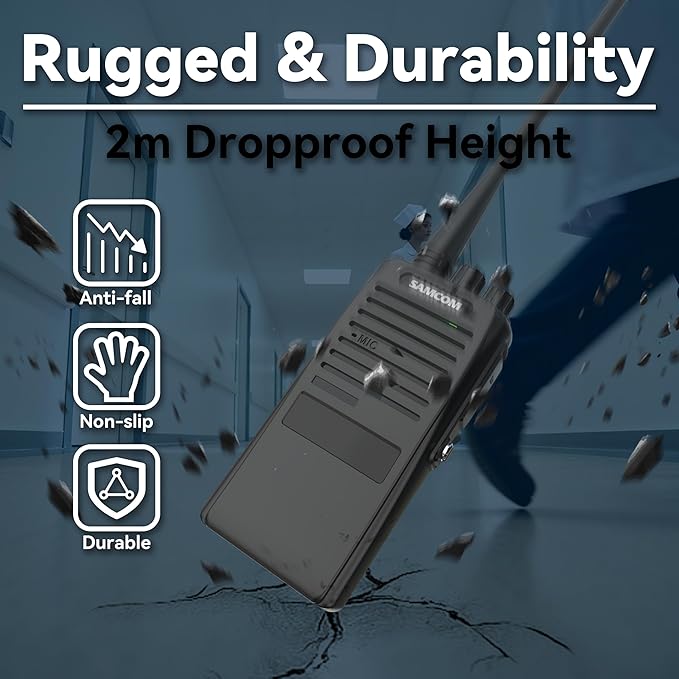 SAMCOM FPCN20A Walkie Talkies with Earpiece, Upgrade Portable UHF Two-Way Radios, VOX, Voice Playing, Rugged 2 Way Radios, 3000mAh Rechargeable for Aduls Church Construction Industrial, 2 Pcs