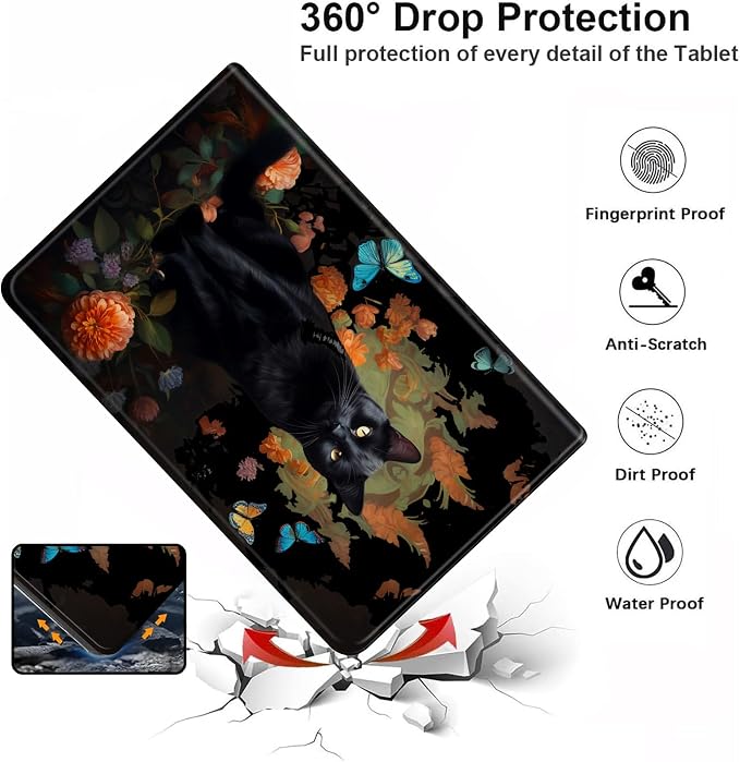 Case for iPad (A16) 11th Generation 11 Inch (2025)iPad 10th Generation 10.9 Inch (2022)PU Leather Slim Standing Smart Coverwith Auto Sleep/WakeBall on Fire