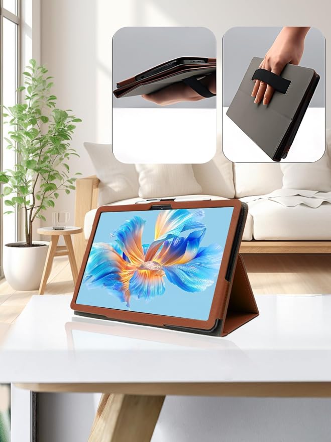for ROWT A10 Android 10 inch Tablet CaseFolding Stand Protective Cover with Pencil Holder and Wrist StrapFull Protection Premium PU Scratch Resistant(Black)