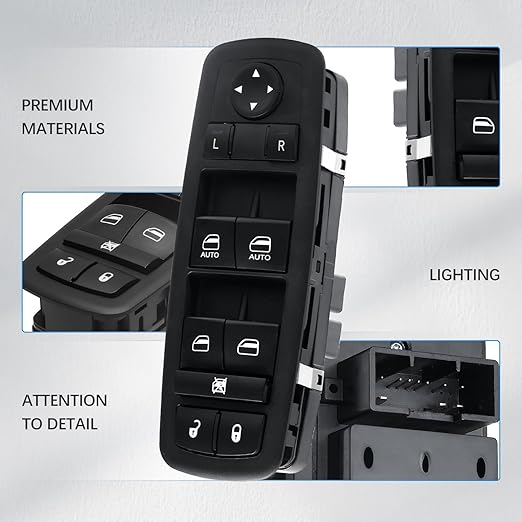 WUANGKI Master Power Window Control Switch | Front Driver Side | 11 Pins | Compatible with 2015-2017 Chrysler 200 | 2011-2019 Dodge Charger | 2016-2018 Ram 1500 2500 3500 4500 5500 | OE 68139805AB