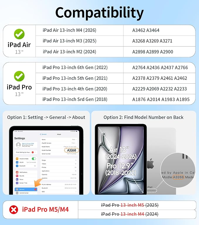 BRAECNstock Full-Body Case for iPad Air 13/Pro 12.9(3-6th)Khaki | Drop-Proof Case with Pencil Holder &amp Screen Protector | 360° Stand for Hands-Free Travel Strap | DIY-Friendly Frosted Back