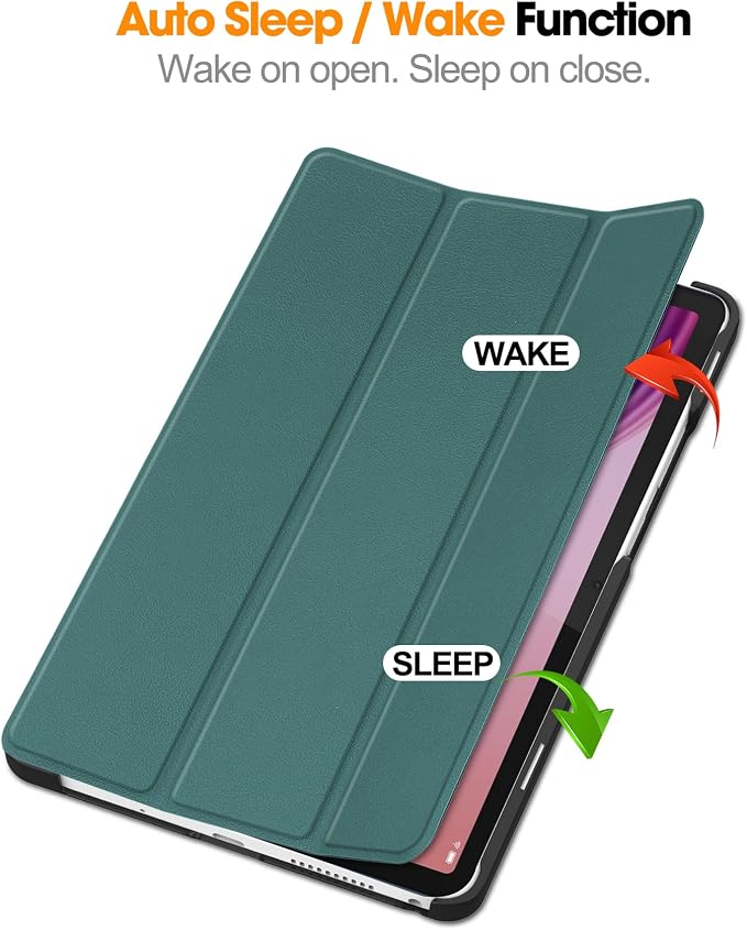 Smart Case for Lenovo Tab One / K9 8.7 Inch 2025 TB305XU/TB305FU Lightweight Trifold Stand Cover Auto Wake Sleep Blackish Green