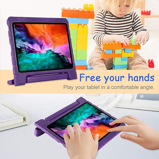 Kids Case for iPad Pro 11 M5/M4 &amp iPad Air 11 (2026/2025/2024) Shockproof Case with Pencil Holder Techcircle Light EVA Foam Handle Stand Bumper Protective Child Friendly Drop Proof Cover Black