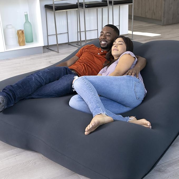 Yogibo Double Oversized Bean Bag Chair, Beanbag Bed with a Washable Outer Cover, Cozy Sofa for Gaming, Reading, and Relaxing, Filled with Soft Mini Beads, Brown