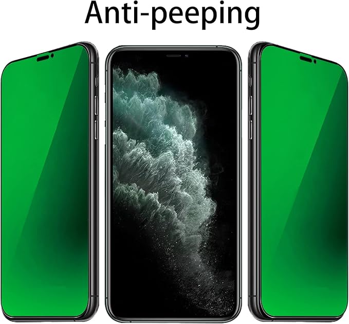 2 Pack Anti-Blue Privacy Tempered Glass Suit for iPhone 11 / iPhone XR Mirror Anti-Spy Screen Protector Anti-Peeping Film Electroplated 9H Hardness Anti-scratch 6.1 inch(Green)