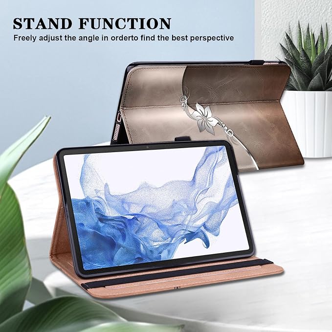Case for Samsung Galaxy Tab A11 Plus/ A9 Plus 11 Inch PU Leather Tablet Cases Flip Folio Multi-Angle Viewing Stand Protective Cover with Card Slots - Brown Owl