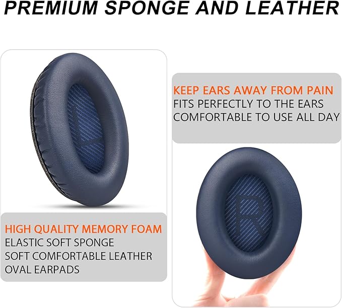 Premium Replacement Ear Pads for Bose QC35 & QC35ii Headphones by GEVO- Comfortable Adaptive Memory Foam and Extra Durable - Fits QuietComfort 35 & 35ii / SoundLink 1&2 AE（Over-Ear（Blue）