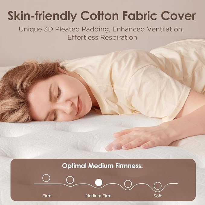 Queen Mattress 14 Inch - Hybrid Mattress Queen Size with Memory Foam and Individual Pocket Springs for Pressure Relief & Silent Sleep, Medium Firm Mattresses, Fiberglass-Free, 80" x 60"