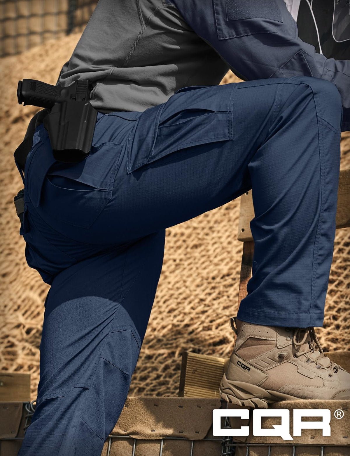 CQR Men's Tactical Pants, Water Resistant Ripstop Cargo Pants, Lightweight EDC Work Hiking Pants, Outdoor Apparel, Raider Midnight Blue, 38W x 32L