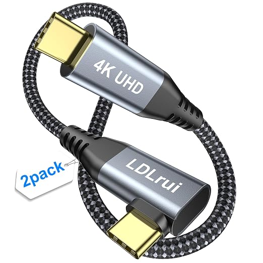 LDLrui 10FT Right Angle USB C Cable 100W PD 20Gbps Data 4K Video | Large Workspaces Commercial Displays Long Distance Routing Flexible Installation Full-Featured USB-C