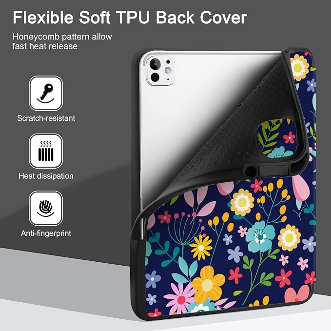Case for iPad Pro 13 inch (M5 2025 / M4 2024) – [Built-in Pencil Holder] Ultra Slim PU Leather Trifold Stand Cover with Soft TPU Back Auto Wake/Sleep - Color Leopard