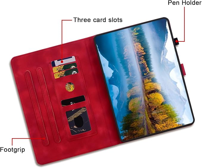 Case for All-New Amazon Fire HD 10 and 10 Plus Tablet (13th/11th Generation 2023/2021 Release) Magnetic Clasp Stand Leather Case with Pen Holder Blue