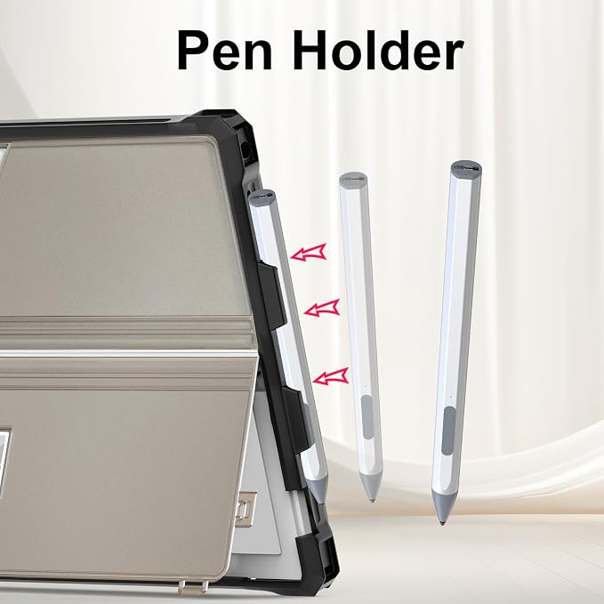 Case for 12.3 Microsoft Surface Pro 7+/7/6/5/4 Protective Rugged Cover Case with Surface Pen Holder and Hand Strap Compatible with Surface Pro Type Cover Keyboard (Black)