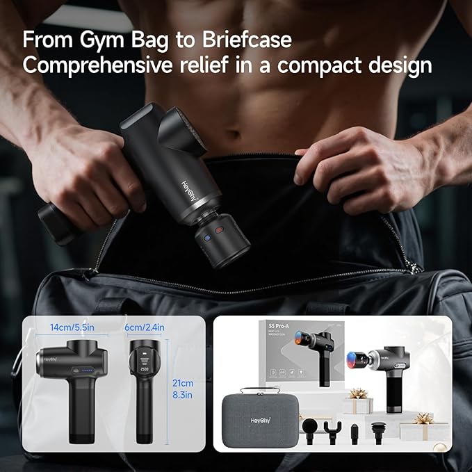 HEYCHY Percussion Massage Gun Deep Tissue with Heat and Cold Head, Portable Handheld Muscle Massager, Percussion Back Body Masajeador 12mm Amplitude for Athletes, Electric Back and Neck Massager