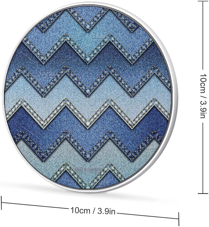 Gradient Blue Denim Wireless Charger Portable Fast Charging Pad Lightweight Wireless Charging Pad 10W Slim Charging Station for Phone Charger Mat for Travel Home Office Desk