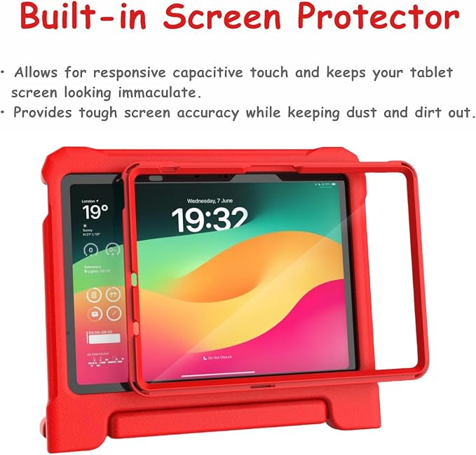 Kids Case for New iPad (A16) 11th Generation 11 inch 2025 iPad 10th Generation 10.9 2022 - Shockproof Handle Bumper Stand Cover with Built-in Screen Protector &amp Pencil Holder Tablet Case (Black)