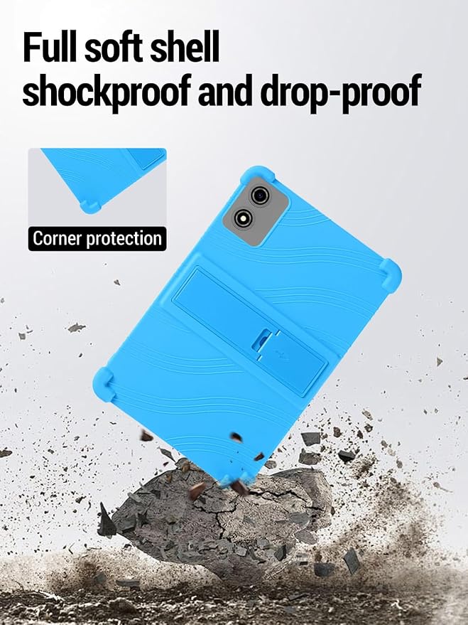for JJGJ P30 (10 Inch) Android 15 Tablet Protective case Shockproof Lightweight Silicone Protective Cover with Stand Child-Friendly Protection Easy to Clean Design Sky Blue.