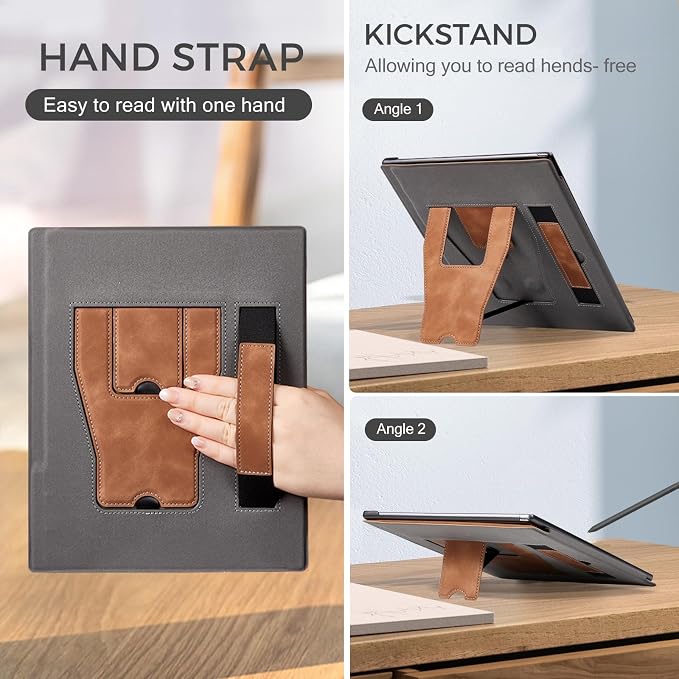CoBak Stand Case for Remarkable 2 Paper Tablet 2020 10.3 with Hand Strap | Lightweight and Hard Back Shell Protective Book Folio Cover with 2 Kickstand Stand Angles and Pen Holder Features Black