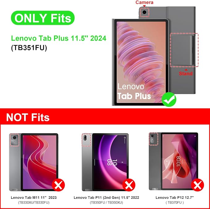 Fintie Case for Lenovo Tab Plus (TB351FU) 11.5 inch 2024 Tablet | Transparent Soft TPU Case Shockproof Anti-Scratch Cover Slim &amp Lightweight Flexible