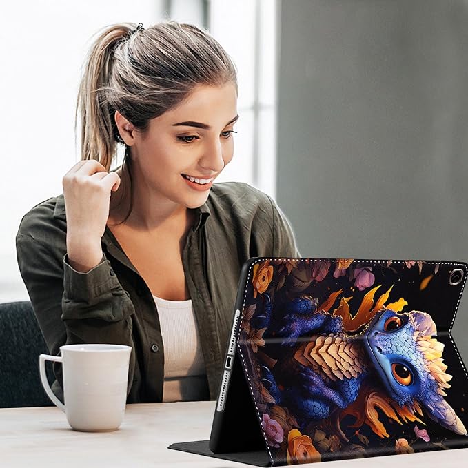 Case for New iPad (A16) 11th Generation 11 Inch 2025for iPad 10th Generation 2022 10.9 Inch Multi-Angle Stand Smart Cover Shockproof with Auto Wake/Sleep Baby Dragon